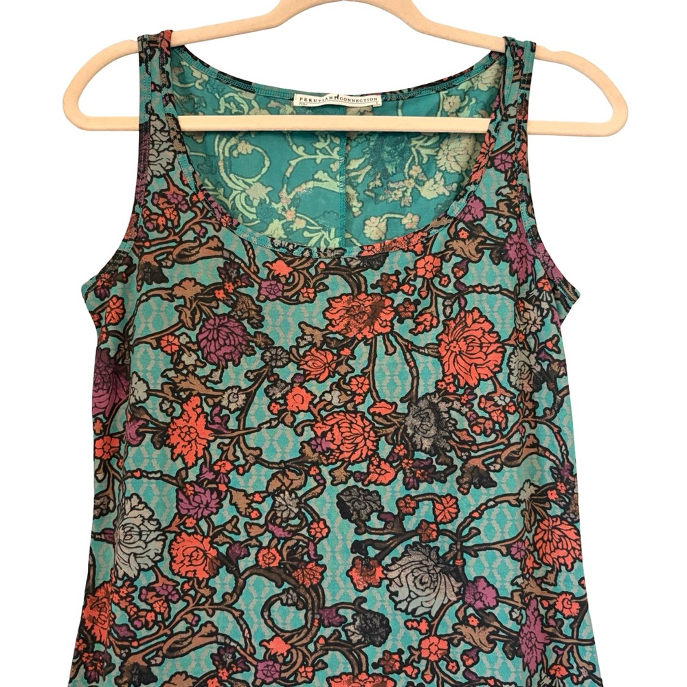 Peruvian Connection Art Nouveau Pima Cotton Tank Maxi Dress, Sz S - Picture 11 of 13